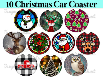 10 Christmas Car Coaster Bundle