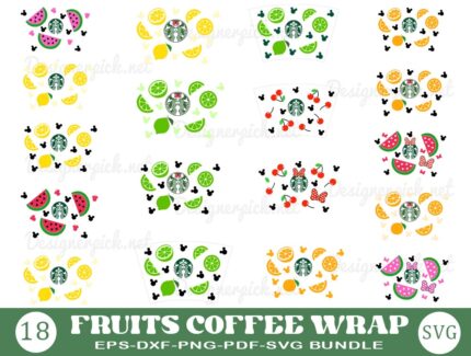 Fruits coffee Wrap SVG, Starbuck Wrap Svg Bundle