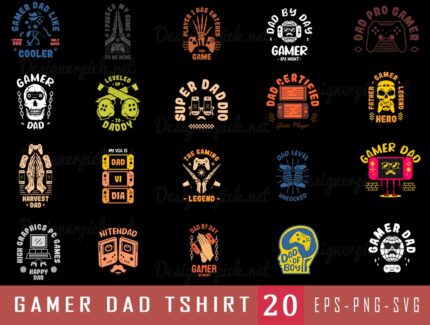 Gamer Dad Tshirt Designs Bundle