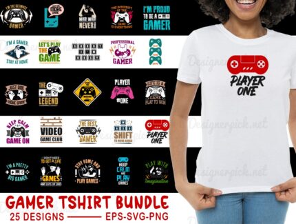 Gamer Tshirt Designs Bundle