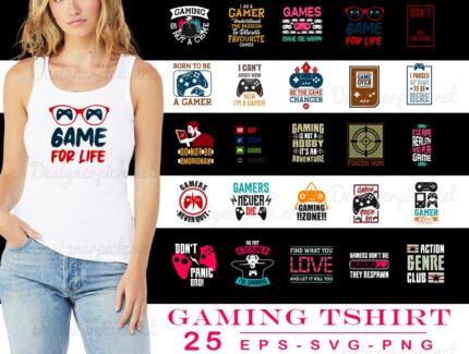 Gaming Tshirt Designs Bundle