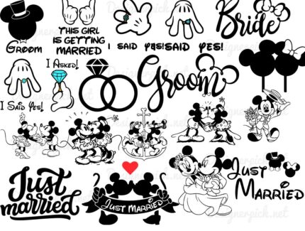 Just Married Mickey Mouse Svg Bundle, Just Married Disney SVG Bundle