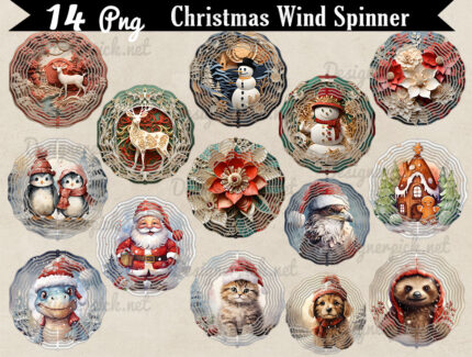 14 Christmas Wind spinner Png Bundle