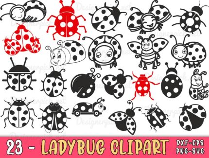 LadyBug Clipart Svg Bundle