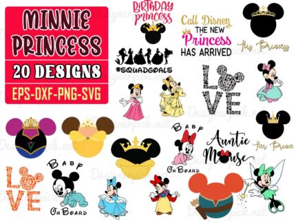 Minnie Princess SVG Bundle, Minnie Mouse Svg Bundle