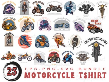 Motorcycle Tshirt Design Bundle