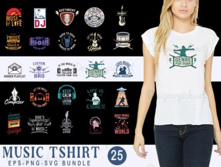 Music Svg Tshirt Designs Bundle