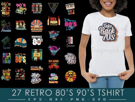 Retro 80s 90s Tshirt Design Bundle