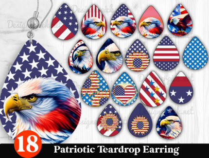 Patriotic Teardrop Earring Png Bundle