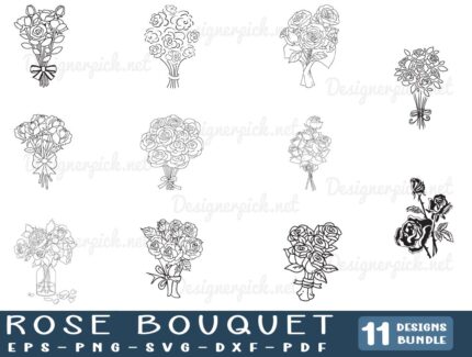 Rose Bouquet SVG Bundle, Rose Svg Bundle