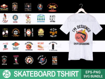 Skateboard Tshirt Design Bundle