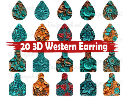 Western Teardrop Earring Png, Cow Tag Earring Png