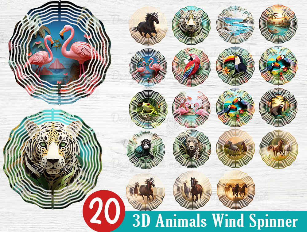 3D Animal Wind spinner Png Bundle - Designerpick