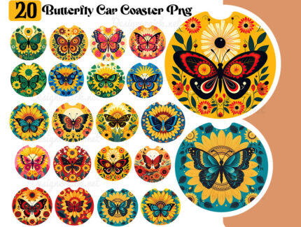 Butterfly Car Coaster Png Bundle