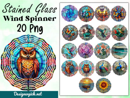 Stained Glass Wind spinner Png Bundle
