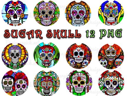 Sugar Skull Car Coaster Png Bundle