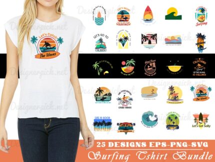 Surfing Tshirt Designs Bundle