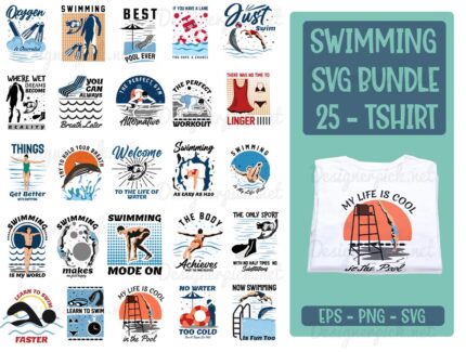 Swimming Tshirt Designs Bundle