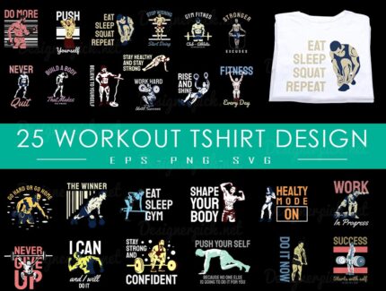Work Out Tshirt Design Bundle