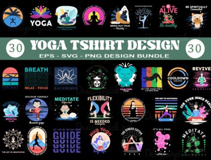 Yoga Tshirt Design Bundle, Yoga SVG Bundle