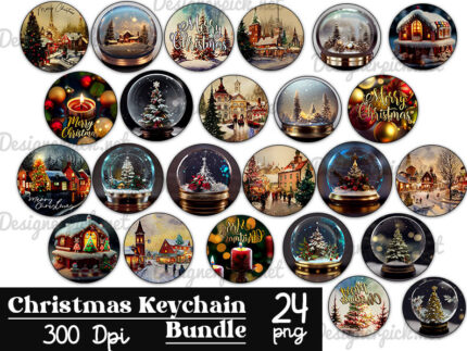 24 Christmas Keychain Sublimation Png