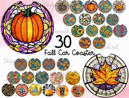 30 Fall Car Coaster Png Bundle