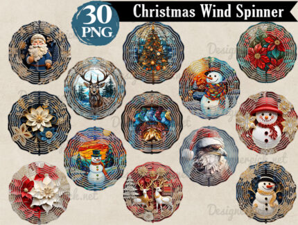 30 Christmas Wind spinner Png Bundle