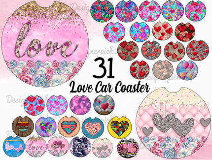 31 Love Car Coaster Png Bundle