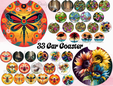 Car Coaster Png Bundle, Sunflower Car Coaster