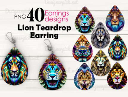 Lion Teardrop Earring Png Bundle