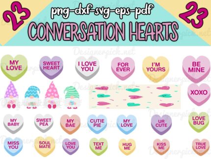 Conversation Hearts SVG Bundle