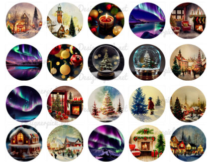 Christmas Round Keychain Png Bundle