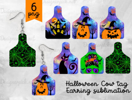 Halloween Cowtag Earring Png Bundle