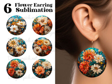 Flower Round Earring Png Bundle