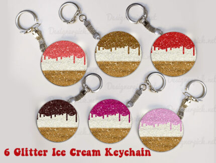 Glitter Ice Cream Keychain Png Bundle