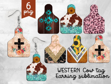 Western Cowtag Earring Png Bundle