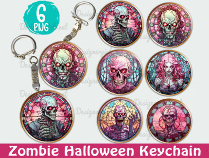 Zombie Halloween Keychain Png Bundle