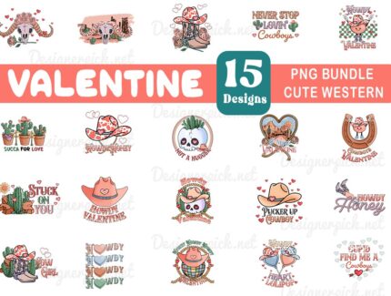 Cute Western Valentine Png Bundle, Valentine Sublimation Bundle