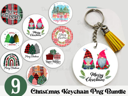 9 Christmas Keychain Png Bundle