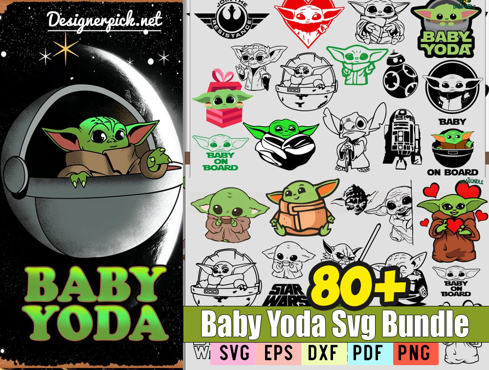 Baby Yoda Bundle SVG, Baby Yoda SVG, Cartoon SVG PNG DXF EPS