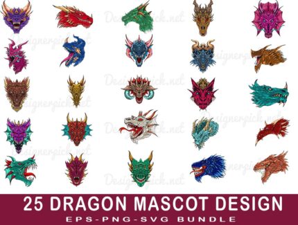 Dragon Mascot Design Bundle, Dragon Tshirt Design