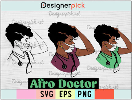 Afro Doctor Svg Bundle, Nurse Png