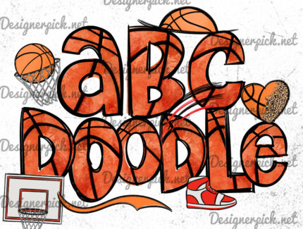Basketball Doodle Alphabet Clipart