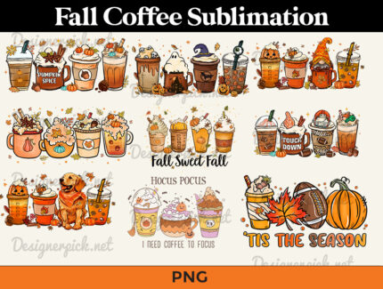 Fall Coffee Png Bundle, Fall Png
