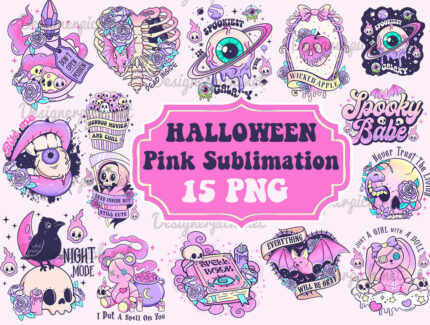 15 Pink Halloween Sublimation Bundle
