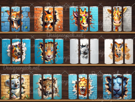 3D Animal Smashed Wall Tumbler Bundle