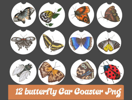 12 Butterfly Car Coaster Bundle