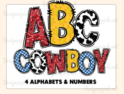 Cowboy Doodle Alphabet Bundle