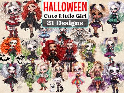 Halloween Cute Little Girl Png Bundle