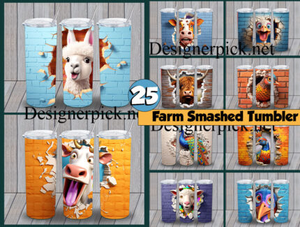 3D Farm Animal Smashed Wall Tumbler Bundle